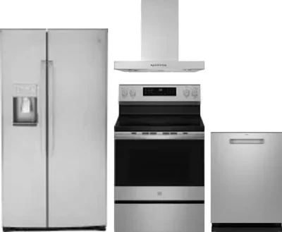 4 Piece Package Includes Refrigerator, Range, Hood And Dishwasher